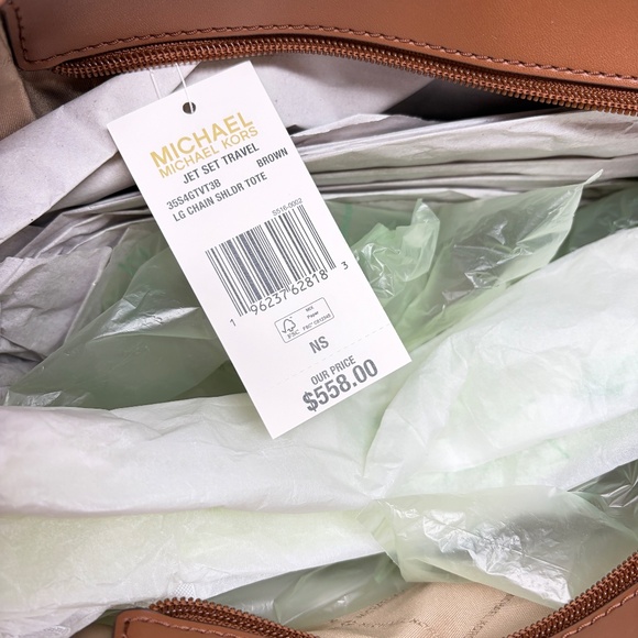 Michael Kors Large Signature Logo Shoulder Bag Brown - New with imperfections - Picture 8 of 10